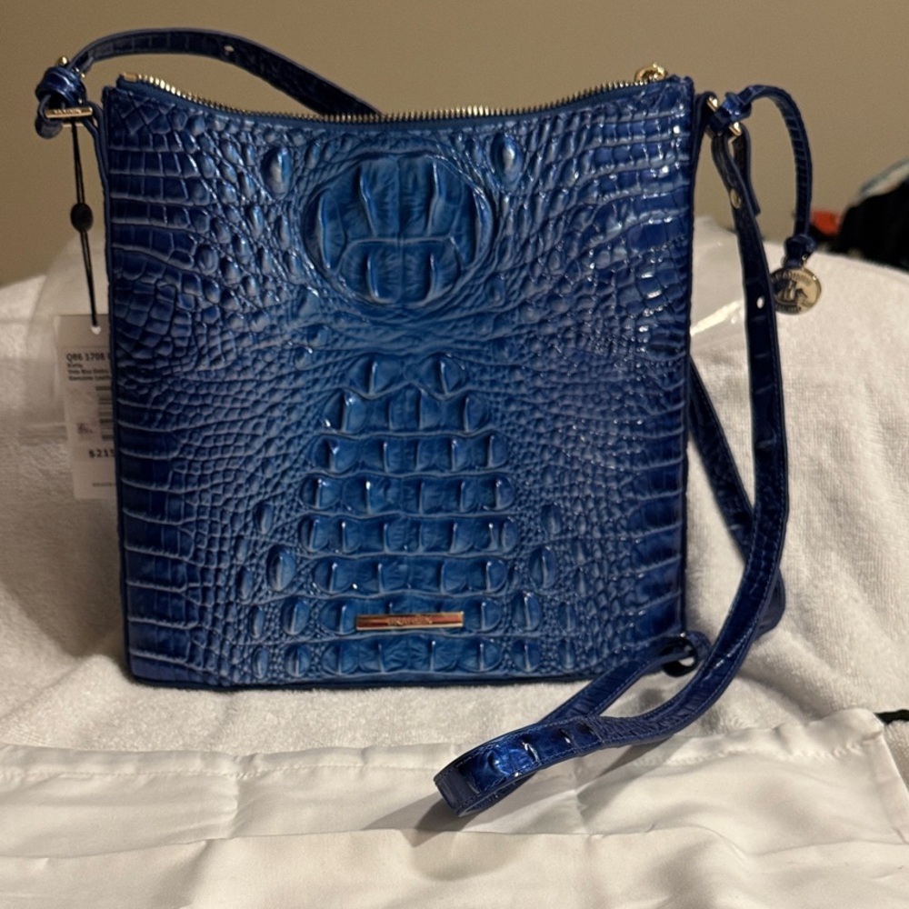 Brahmin Vista Blue Ombré Melbourne Genuine LeatherEmbossed Crossbody Bag